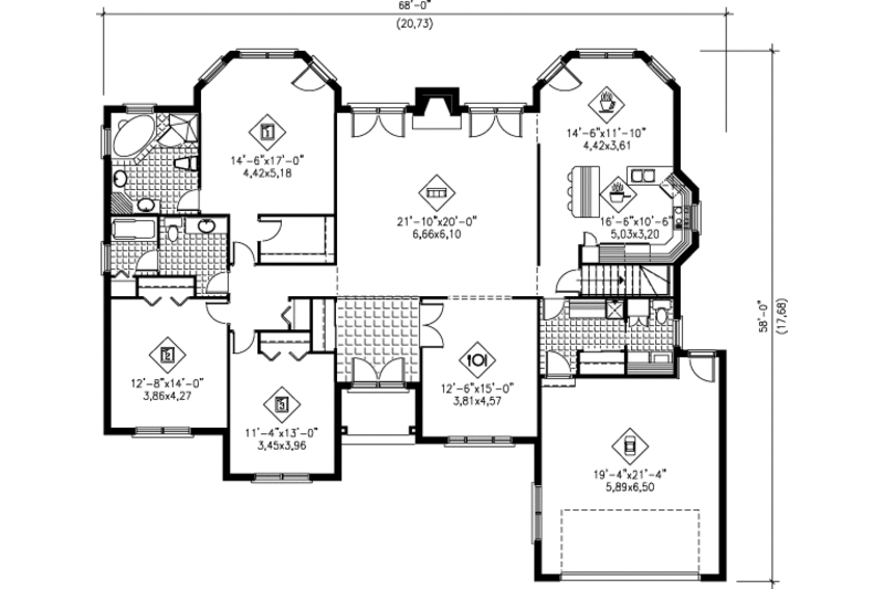 Dream House Plan - Floor Plan - Main Floor for Traditional House Plan #25-160 - 3 bed, 2.5 bath
