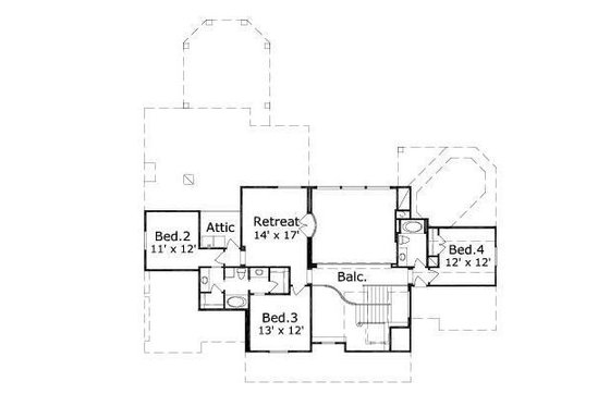 Floor Plan - Upper Floor for Farmhouse House Plan #411-473 - 4 bed, 4.5 bath