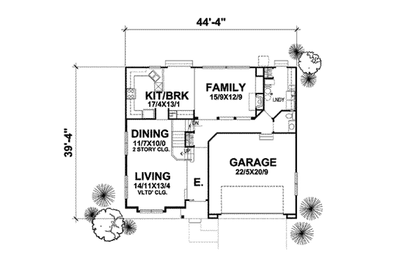 Floor Plan - Main Floor for Traditional House Plan #50-245 - 4 bed, 2.5 bath