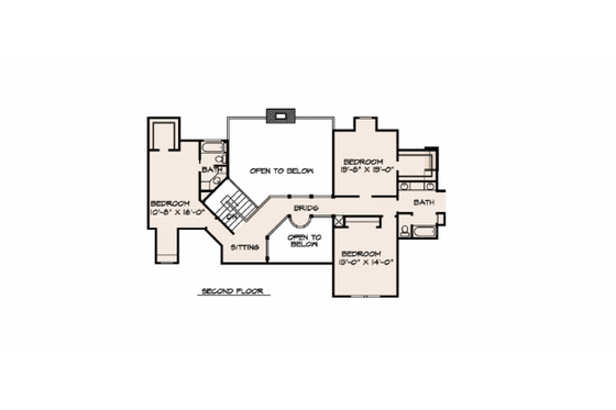 Floor Plan - Upper Floor for European House Plan #140-155 - 4 bed, 4.5 bath