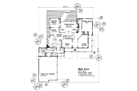 Floor Plan - Main Floor for Country House Plan #50-150 - 5 bed, 4.5 bath