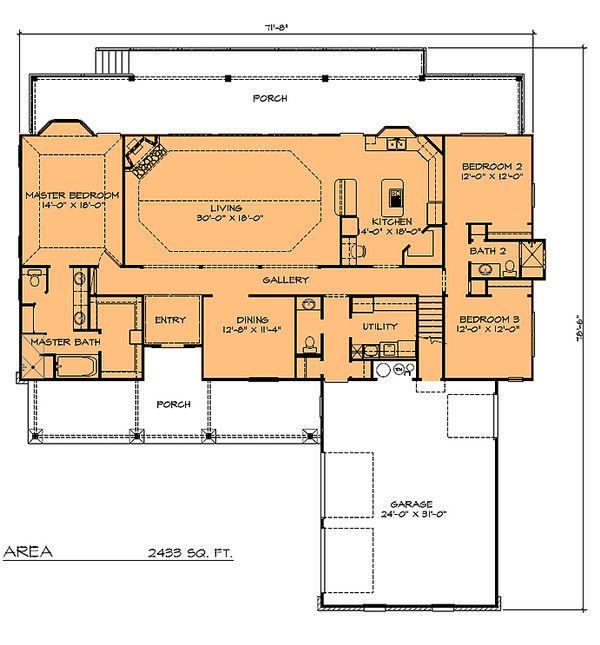 Main Floor Plan - 2433 country home