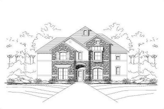 Exterior - Front Elevation for European House Plan #411-717 - 4 bed, 3.5 bath