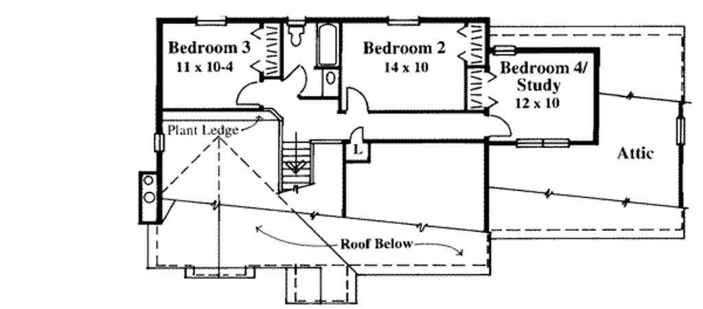 Floor Plan - Upper Floor for Traditional House Plan #75-124 - 4 bed, 2.5 bath