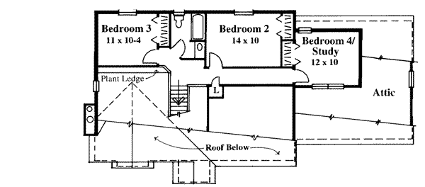 Floor Plan - Upper Floor for Traditional House Plan #75-124 - 4 bed, 2.5 bath
