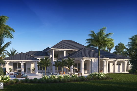Exterior - Rear Elevation for Mediterranean House Plan #1083-19 - 5 bed, 6 bath