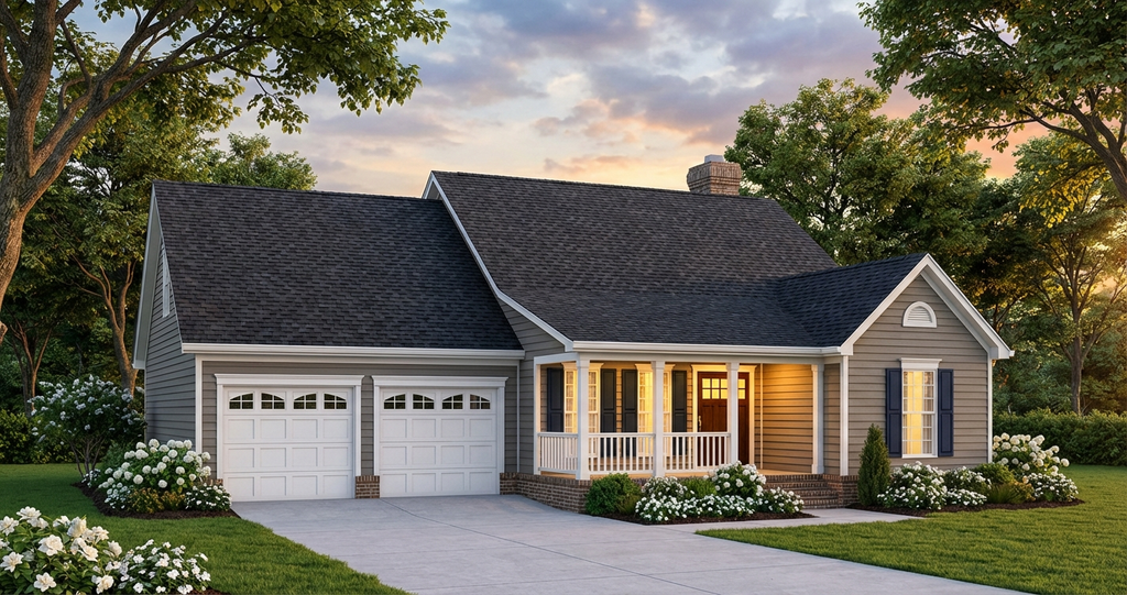 Exterior - Front Elevation 2 for Country House Plan #406-213 - 3 bed, 2 bath