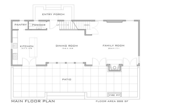 Modern style House plan, main level floor plan