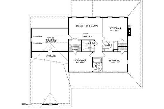 Floor Plan - Upper Floor for Country House Plan #137-255 - 5 bed, 4 bath
