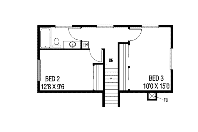 House Design - Floor Plan - Upper Floor for Traditional House Plan #60-115 - 3 bed, 2.5 bath