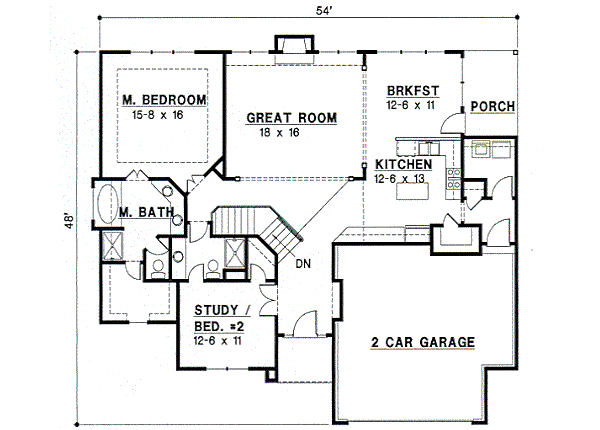 Traditional Floor Plan - Main Floor Plan #67-318