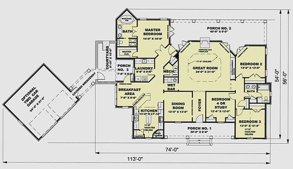 House Plan Design - European Floor Plan - Main Floor Plan #44-124