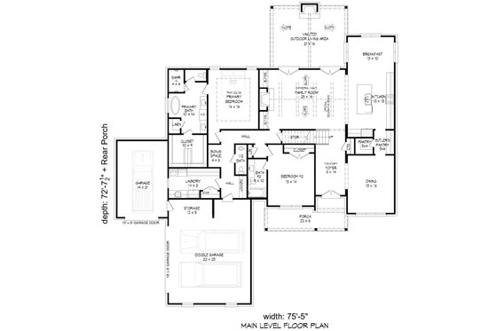 Floor Plan - Main Floor for Colonial House Plan #932-1146 - 5 bed, 3.5 bath