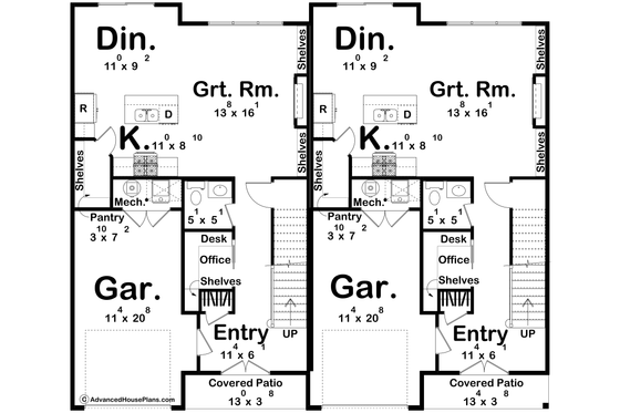Floor Plan - Main Floor for Modern House Plan #455-338 - 3 bed, 2.5 bath