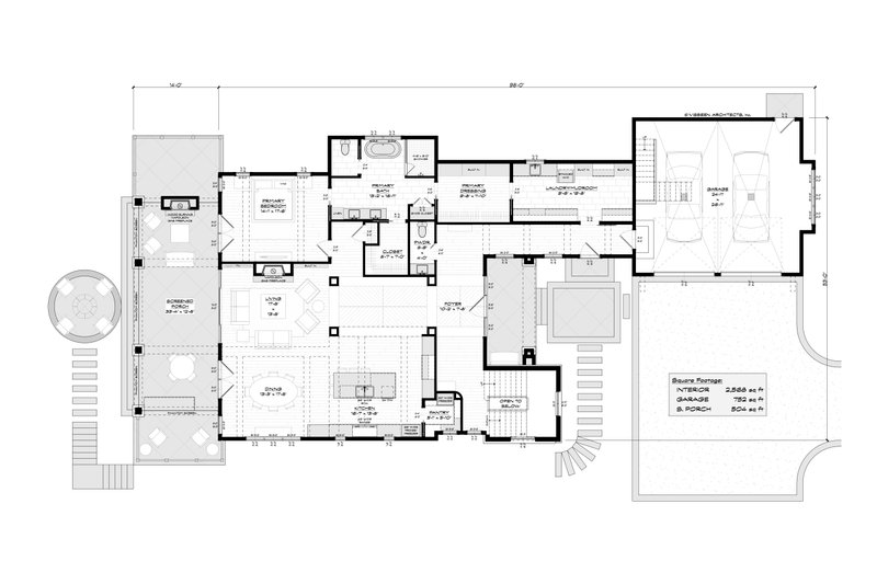 House Blueprint - Floor Plan - Main Floor for Farmhouse House Plan #928-453 - 3 bed, 3 bath