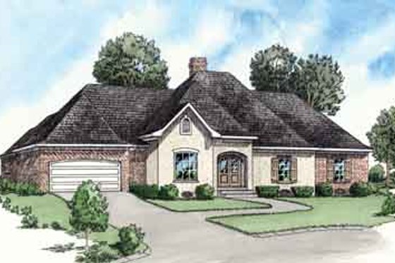 Exterior - Front Elevation for European House Plan #16-281 - 4 bed, 2 bath