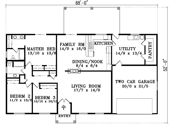 Ranch Floor Plan - Main Floor Plan #1-1395