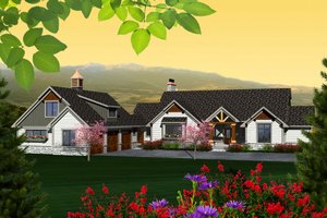 Ranch Exterior - Front Elevation Plan #70-1137