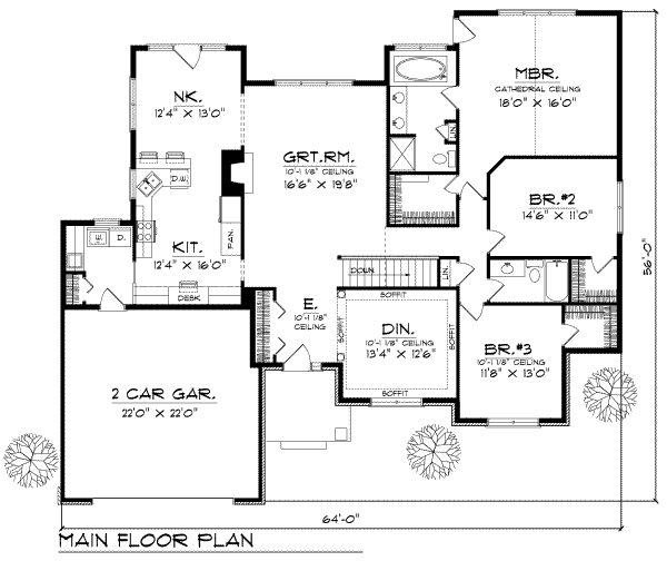 Dream House Plan - Traditional Floor Plan - Main Floor Plan #70-335
