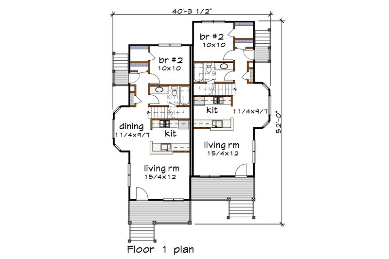Architectural House Design - Floor Plan - Main Floor for Farmhouse House Plan #79-242 - 3 bed, 2 bath