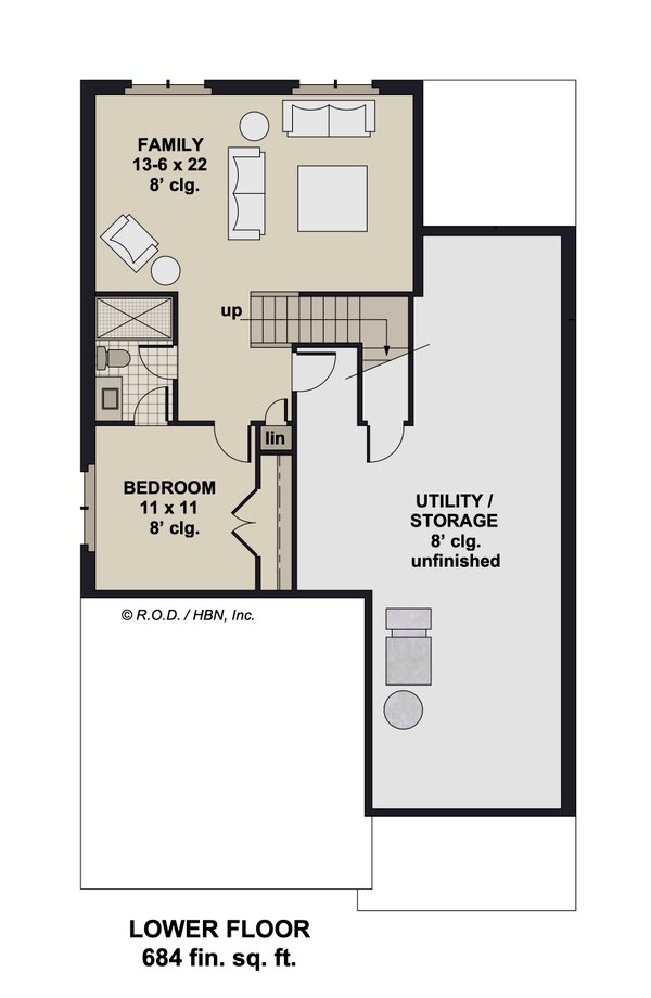House Blueprint - Craftsman Floor Plan - Lower Floor Plan #51-1502