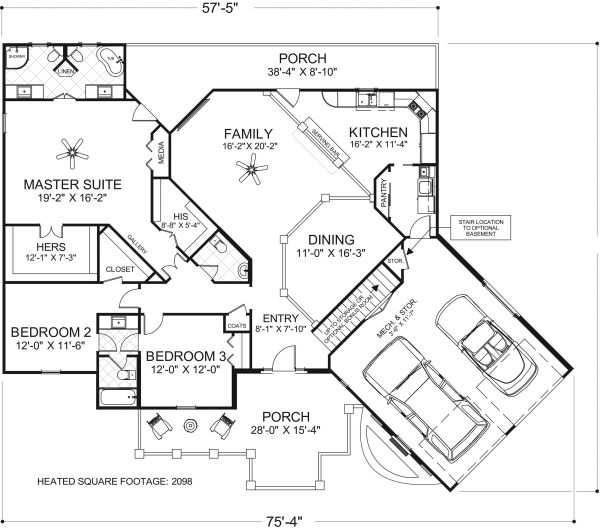 Home Plan - Craftsman Floor Plan - Main Floor Plan #56-718
