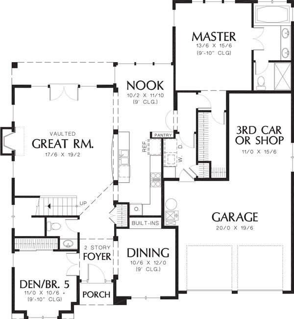 Home Plan - Craftsman Floor Plan - Main Floor Plan #48-383