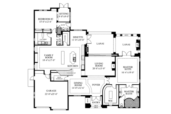Floor Plan - Main Floor for Mediterranean House Plan #426-4 - 4 bed, 3.5 bath