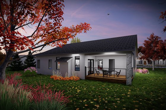 Exterior - Rear Elevation for Modern House Plan #70-1527 - 3 bed, 2 bath