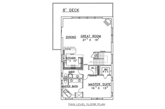 Floor Plan - Main Floor for Traditional House Plan #117-516 - 3 bed, 2.5 bath