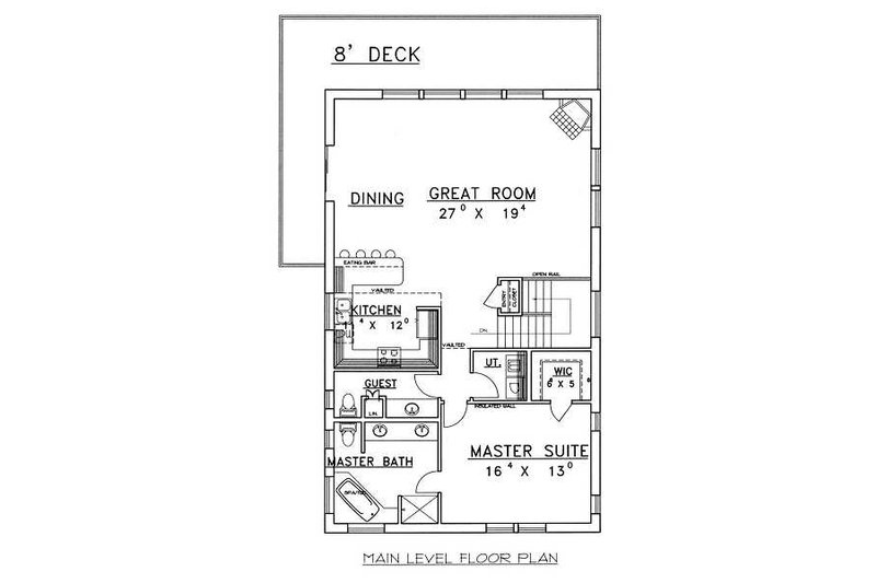 Home Plan - Floor Plan - Main Floor for Traditional House Plan #117-516 - 3 bed, 2.5 bath