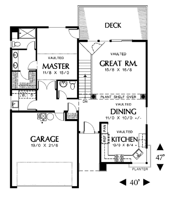 House Design - Bungalow Floor Plan - Main Floor Plan #48-272