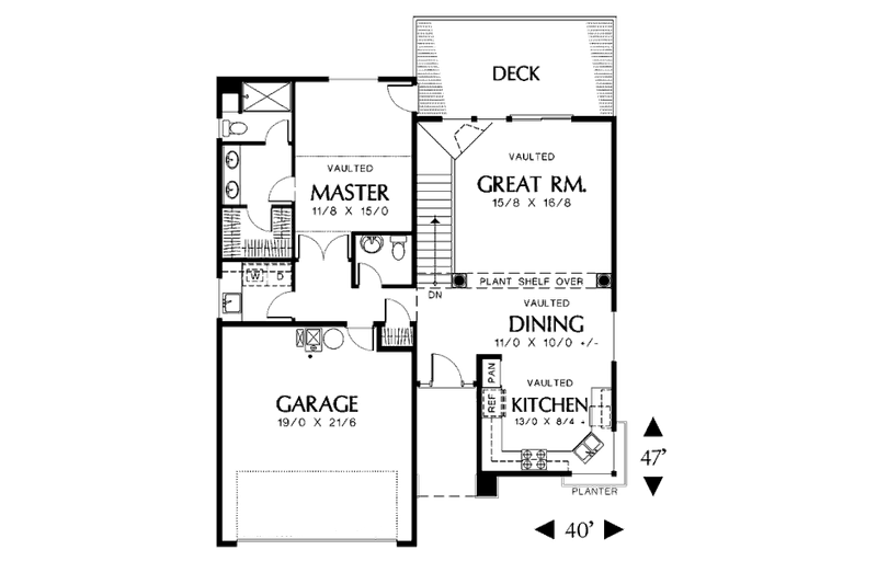 Home Plan - Floor Plan - Main Floor for Bungalow House Plan #48-272 - 3 bed, 2.5 bath