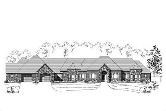 Exterior - Front Elevation for European House Plan #411-559 - 4 bed, 4 bath