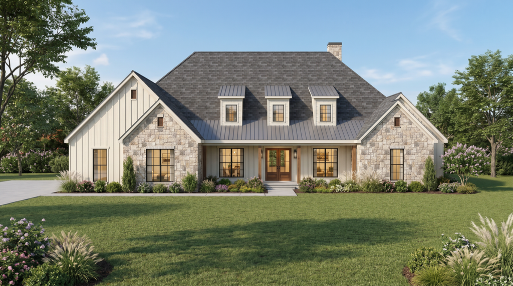 Exterior - Front Elevation 2 for Farmhouse House Plan #923-502 - 4 bed, 3.5 bath