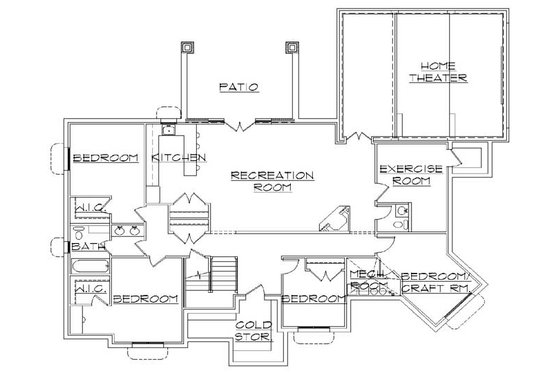 Floor Plan - Lower Floor for Traditional House Plan #5-257 - 5 bed, 4 bath