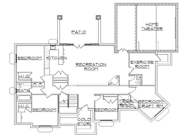 House Plan Design - Traditional Floor Plan - Lower Floor Plan #5-257