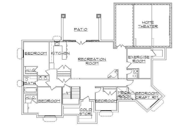 Dream House Plan - Floor Plan - Lower Floor for Traditional House Plan #5-257 - 5 bed, 4 bath