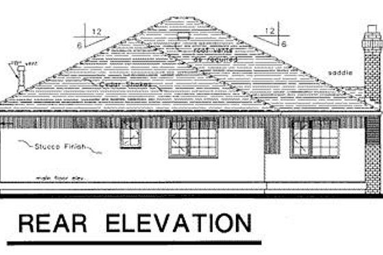 Exterior - Rear Elevation for Traditional House Plan #18-114 - 3 bed, 2 bath