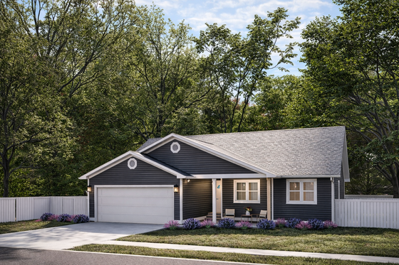 Exterior - Front Elevation 3 for Ranch House Plan #1060-469 - 3 bed, 2 bath