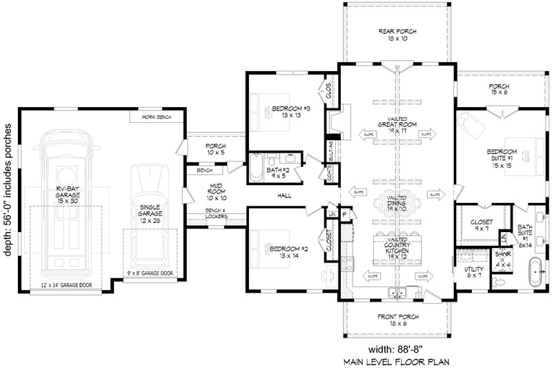 Home Plan - Floor Plan - Main Floor for Barndominium House Plan #932-1144 - 3 bed, 2 bath