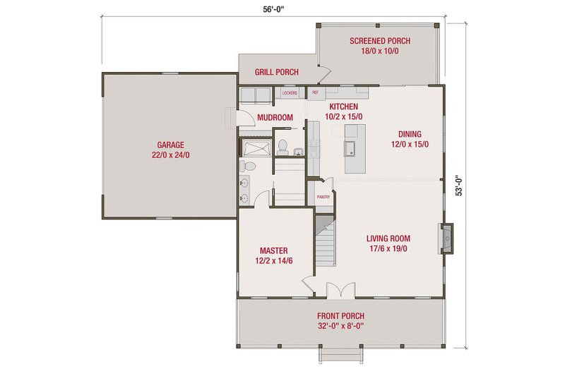 House Blueprint - Floor Plan - Main Floor for Farmhouse House Plan #461-72 - 3 bed, 2.5 bath
