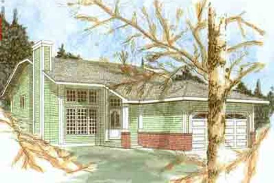Exterior - Front Elevation for Traditional House Plan #409-101 - 3 bed, 2 bath