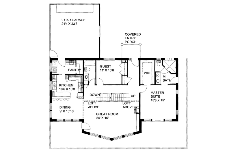 House Blueprint - Floor Plan - Main Floor for Bungalow House Plan #117-643 - 2 bed, 2 bath