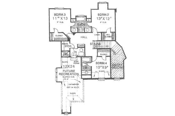 Floor Plan - Upper Floor for European House Plan #310-391 - 4 bed, 3.5 bath