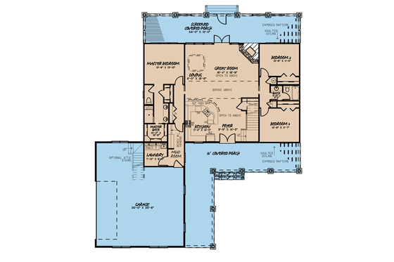 Floor Plan - Main Floor for Farmhouse House Plan #923-106 - 5 bed, 3 bath