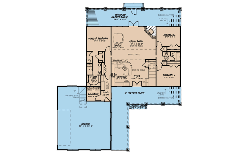 Home Plan - Floor Plan - Main Floor for Farmhouse House Plan #923-106 - 5 bed, 3 bath