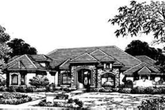 Exterior - Front Elevation for European House Plan #135-108 - 4 bed, 5 bath