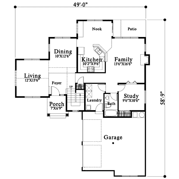 Bungalow Floor Plan - Main Floor Plan #78-132