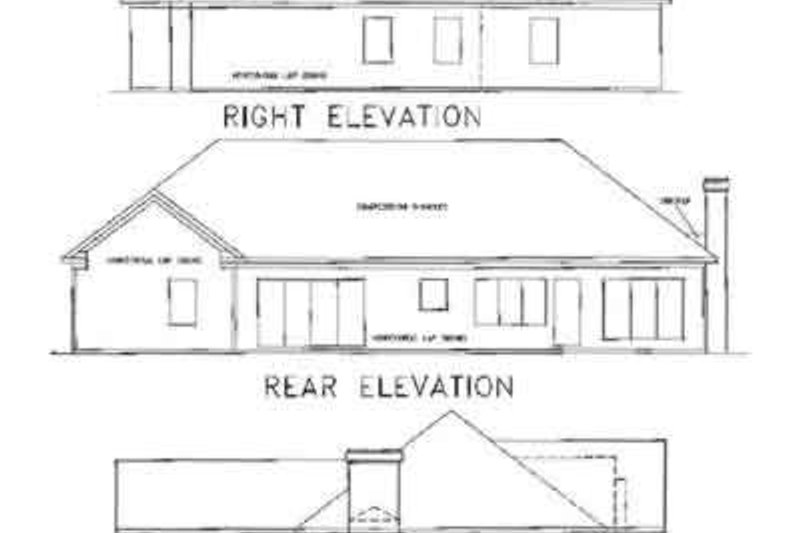 House Blueprint - Exterior - Rear Elevation for Ranch House Plan #56-143 - 4 bed, 2 bath